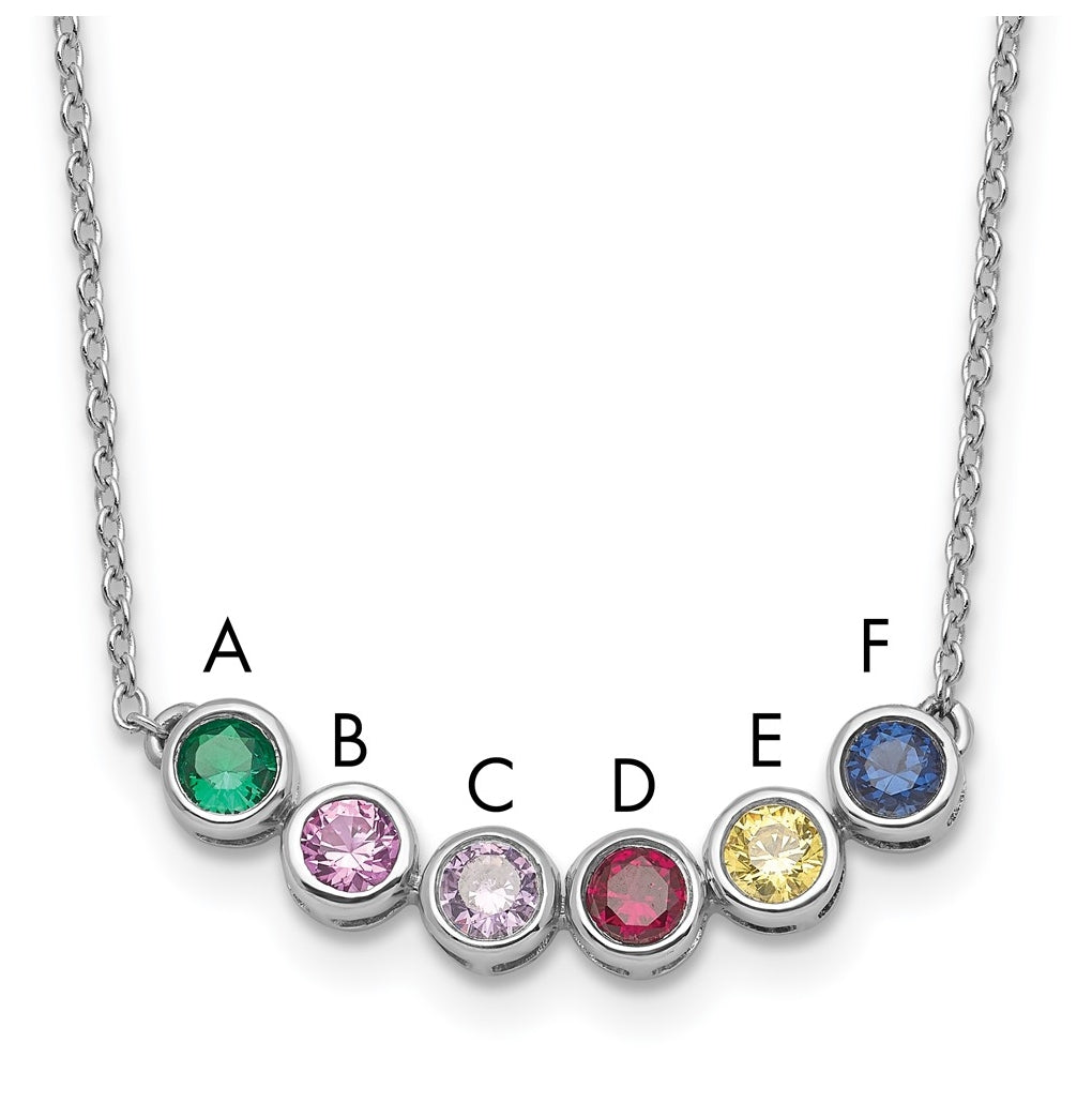 14K Yellow Or White Gold Synthetic Birthstone Complete Family Necklace – Elegant Jewelry Gift for Birthday, Anniversary, Engagement, Wedding