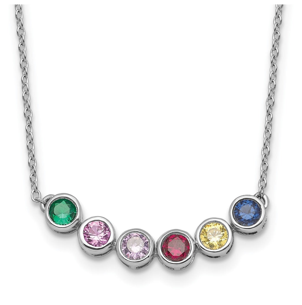 14K Yellow Or White Gold Synthetic Birthstone Complete Family Necklace – Elegant Jewelry Gift for Birthday, Anniversary, Engagement, Wedding