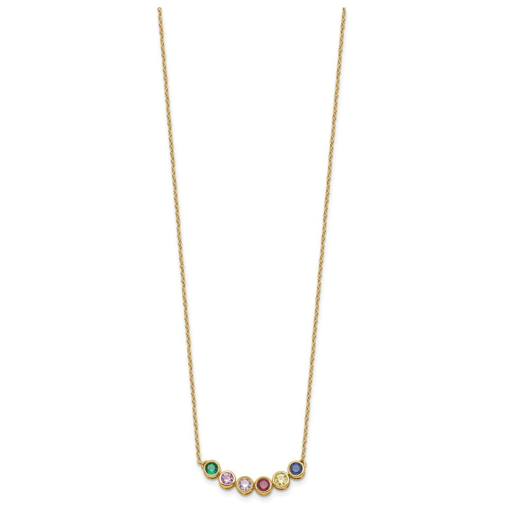14K Yellow Or White Gold Genuine Birthstone Complete Family Necklace – Elegant Jewelry Gift for Birthday, Anniversary, Engagement, Wedding