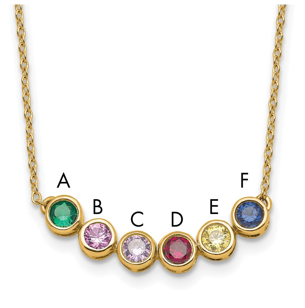 14K Yellow Or White Gold Genuine Birthstone Complete Family Necklace – Elegant Jewelry Gift for Birthday, Anniversary, Engagement, Wedding