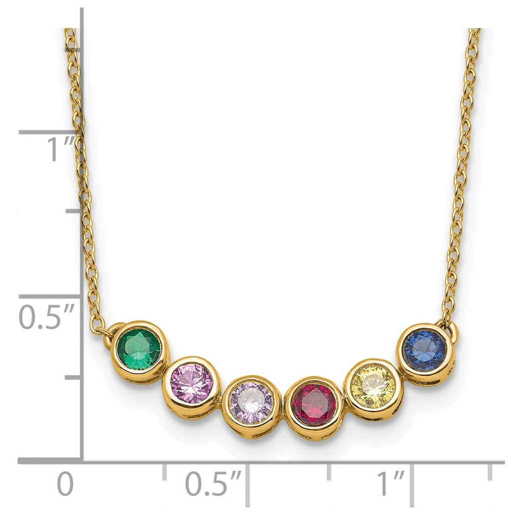 14K Yellow Or White Gold Synthetic Birthstone Complete Family Necklace – Elegant Jewelry Gift for Birthday, Anniversary, Engagement, Wedding
