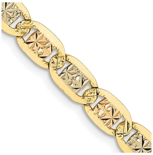 14K 16 inch 4.65mm Tri-color Pav‚ Valentino with Lobster Clasp Chain