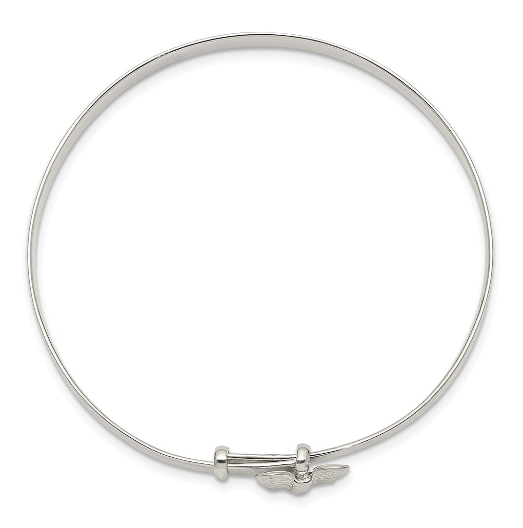 Sterling Silver Polished/Antiqued Butterfly 4mm Adjustable Children's Bangle