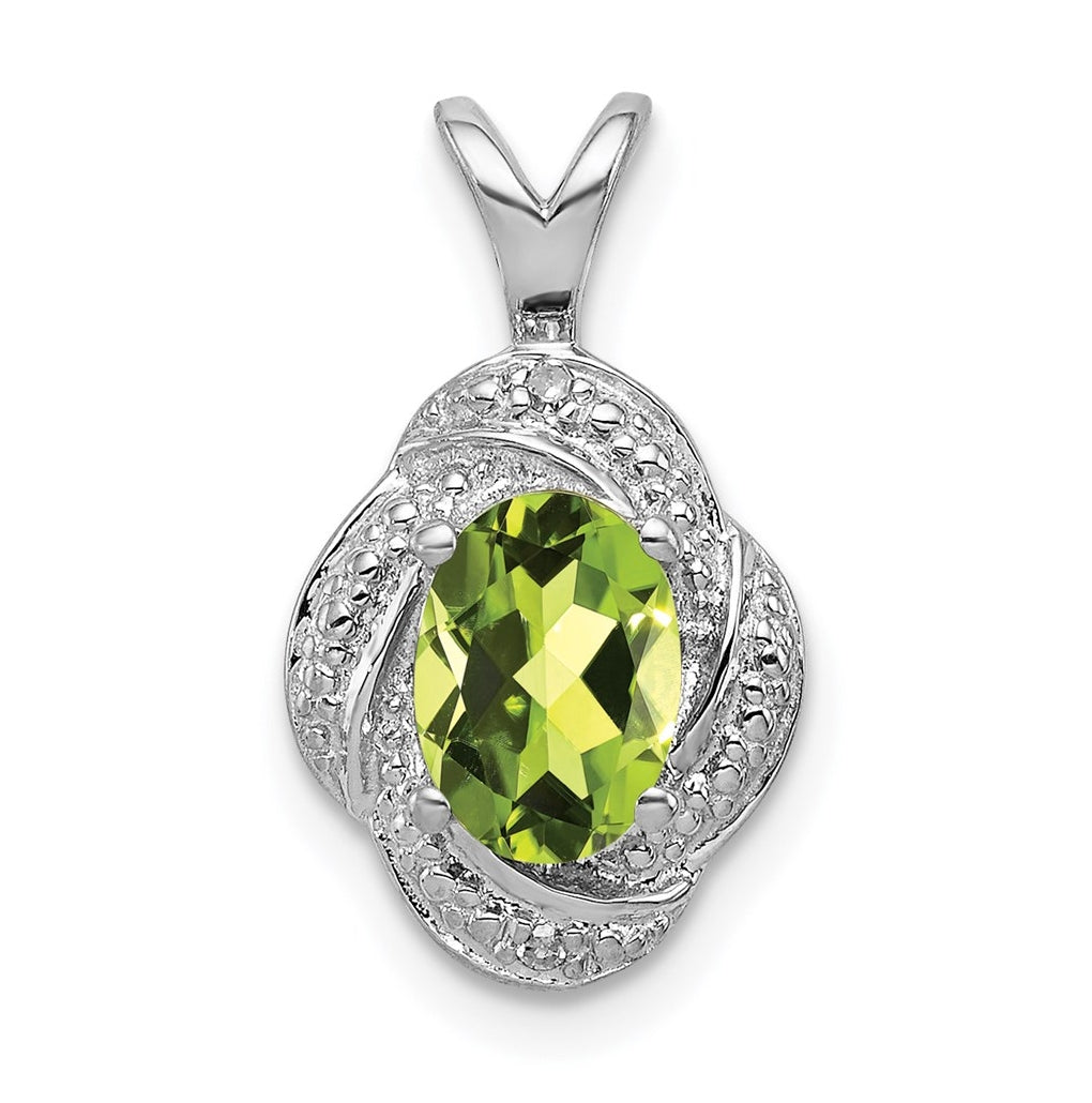 Sterling Silver Rhodium-plated Diamond & Gemstone Pendant – Elegant Jewelry Gift for Birthday, Anniversary, Engagement, Wedding