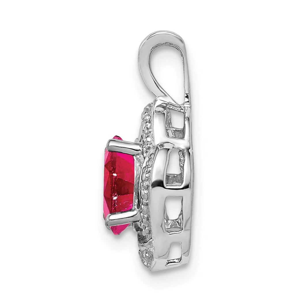 Sterling Silver Rhodium-plated Diamond & Gemstone Pendant – Elegant Jewelry Gift for Birthday, Anniversary, Engagement, Wedding