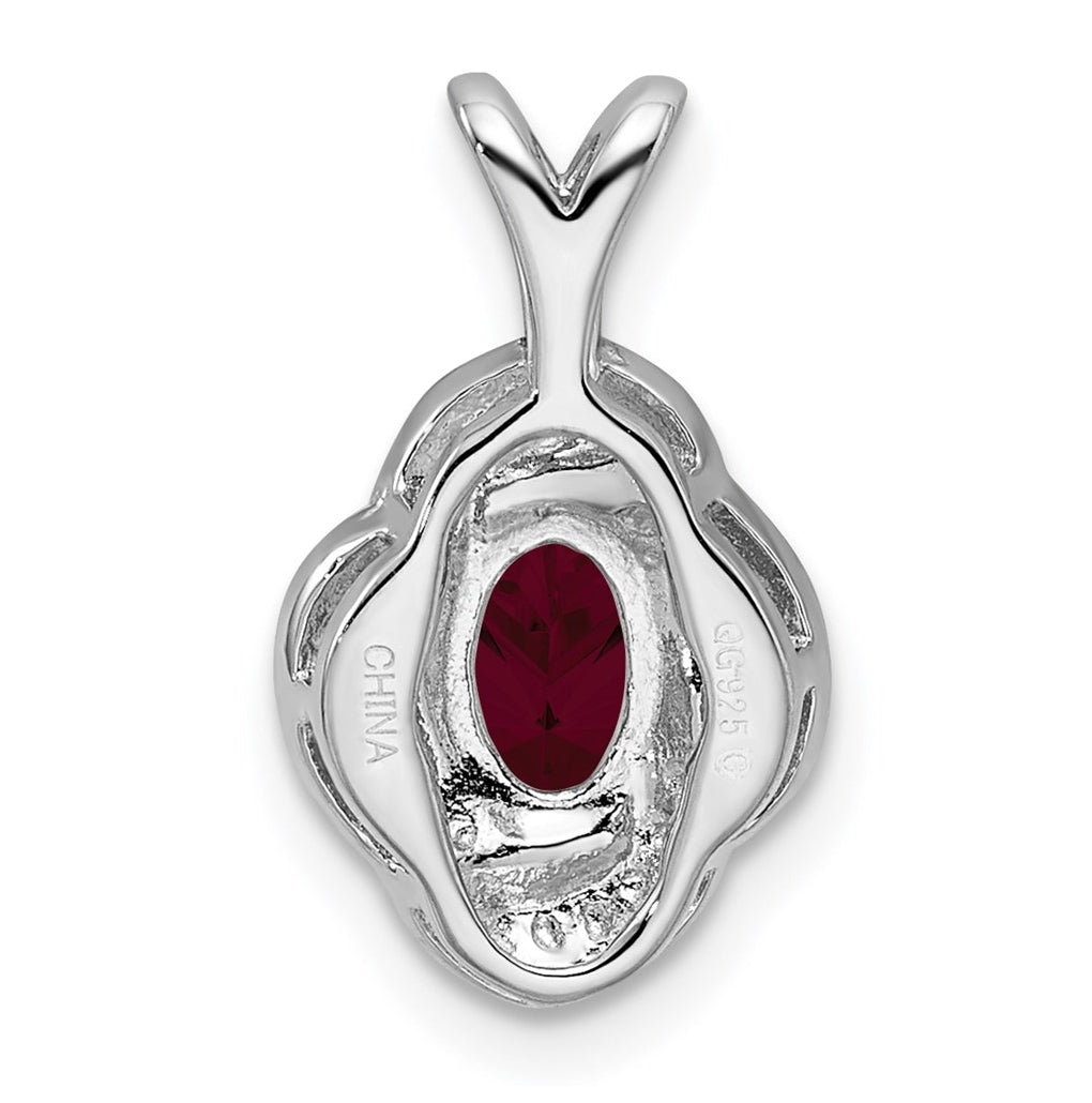 Sterling Silver Rhodium-plated Diamond & Gemstone Pendant – Elegant Jewelry Gift for Birthday, Anniversary, Engagement, Wedding