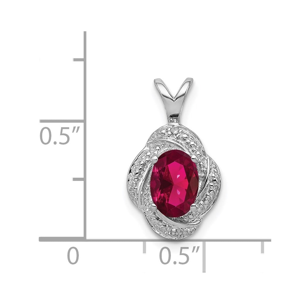 Sterling Silver Rhodium-plated Diamond & Gemstone Pendant – Elegant Jewelry Gift for Birthday, Anniversary, Engagement, Wedding