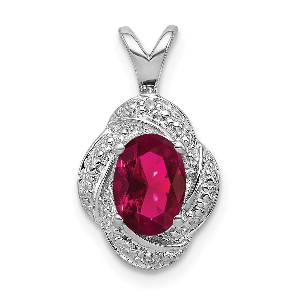Sterling Silver Rhodium-plated Diamond & Gemstone Pendant – Elegant Jewelry Gift for Birthday, Anniversary, Engagement, Wedding