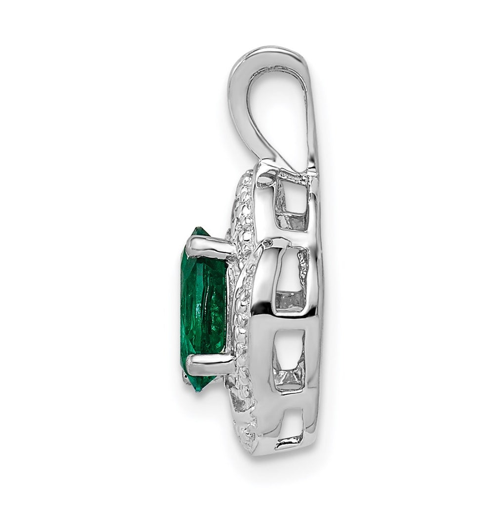 Sterling Silver Rhodium-plated Diamond & Gemstone Pendant – Elegant Jewelry Gift for Birthday, Anniversary, Engagement, Wedding