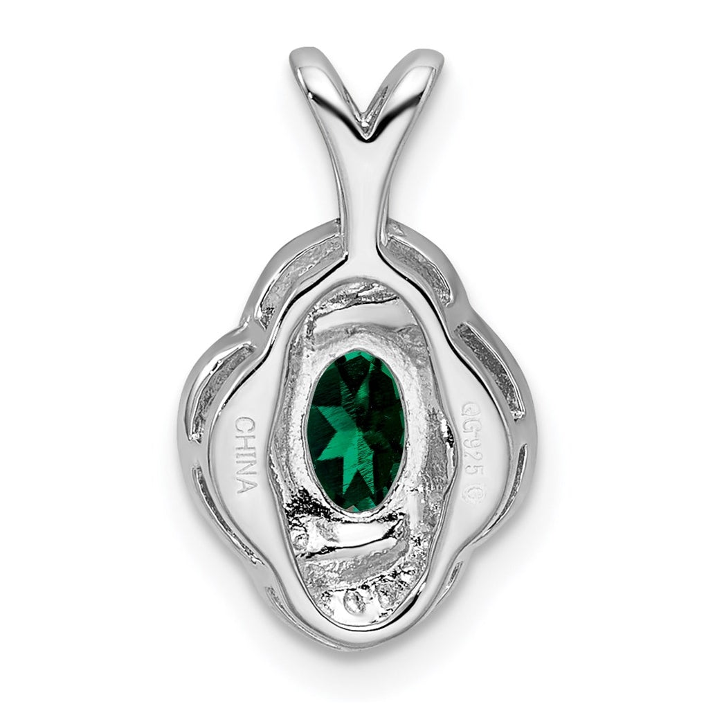 Sterling Silver Rhodium-plated Diamond & Gemstone Pendant – Elegant Jewelry Gift for Birthday, Anniversary, Engagement, Wedding