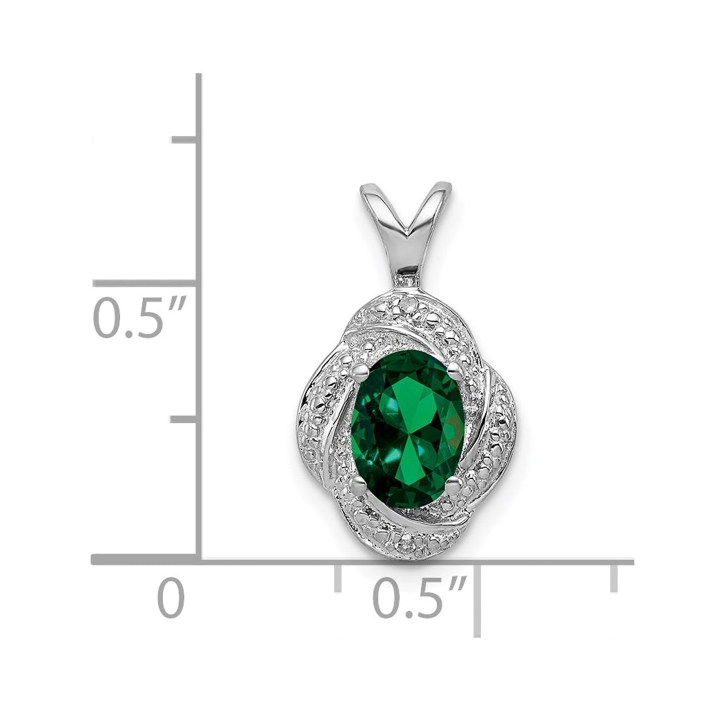 Sterling Silver Rhodium-plated Diamond & Gemstone Pendant – Elegant Jewelry Gift for Birthday, Anniversary, Engagement, Wedding