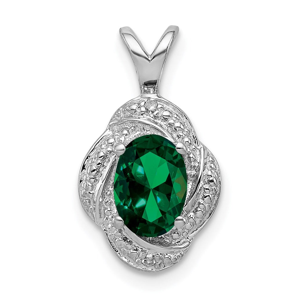 Sterling Silver Rhodium-plated Diamond & Gemstone Pendant – Elegant Jewelry Gift for Birthday, Anniversary, Engagement, Wedding