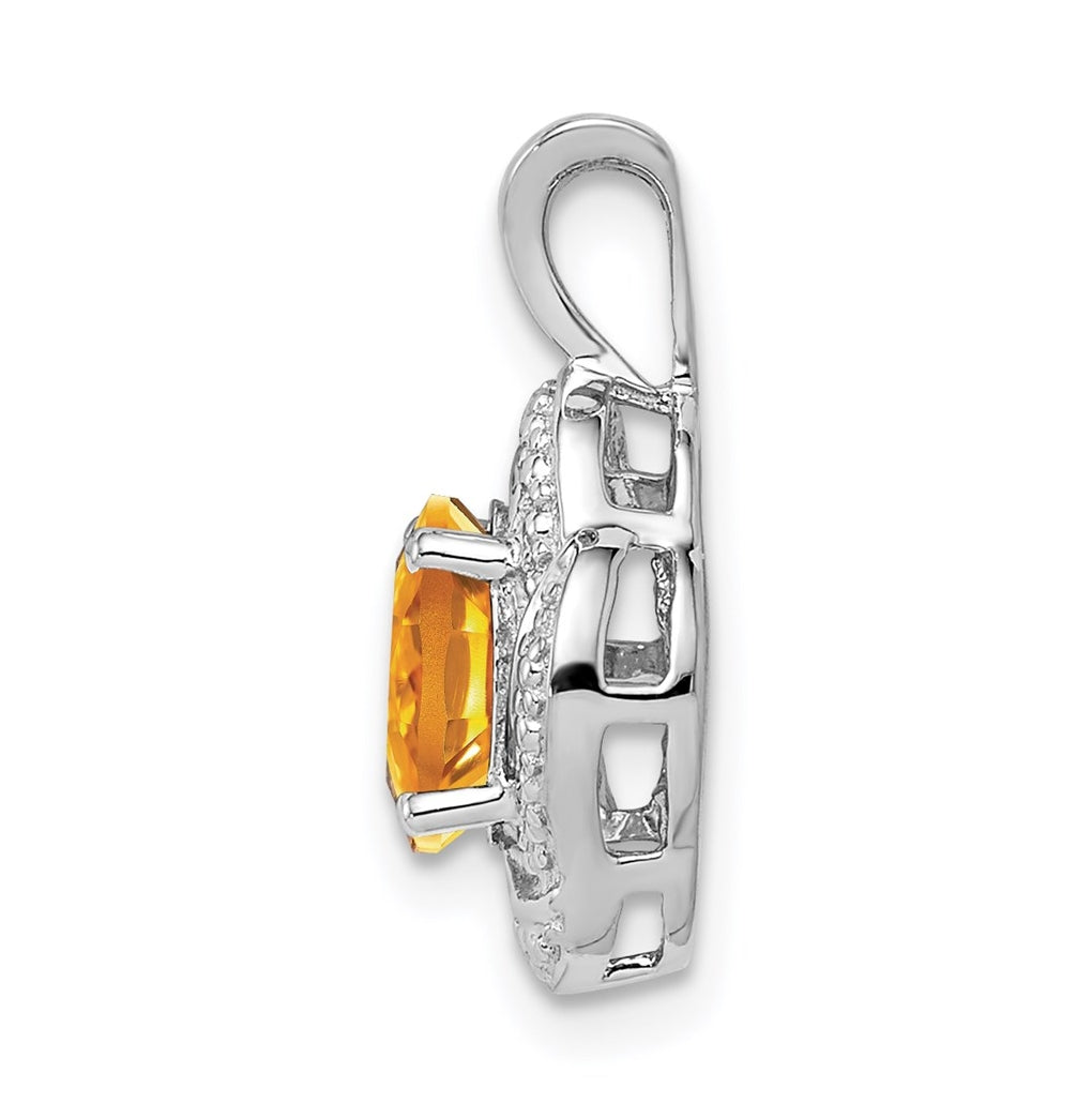 Sterling Silver Rhodium-plated Diamond & Gemstone Pendant – Elegant Jewelry Gift for Birthday, Anniversary, Engagement, Wedding