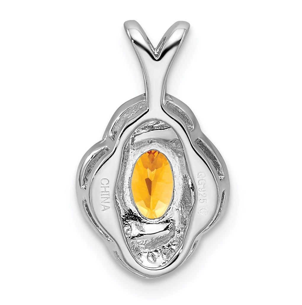 Sterling Silver Rhodium-plated Diamond & Gemstone Pendant – Elegant Jewelry Gift for Birthday, Anniversary, Engagement, Wedding
