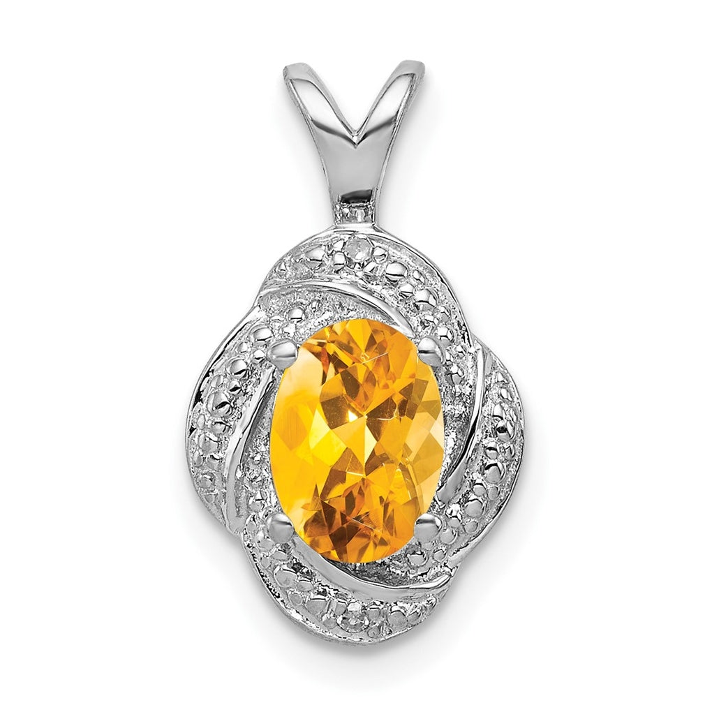Sterling Silver Rhodium-plated Diamond & Gemstone Pendant – Elegant Jewelry Gift for Birthday, Anniversary, Engagement, Wedding