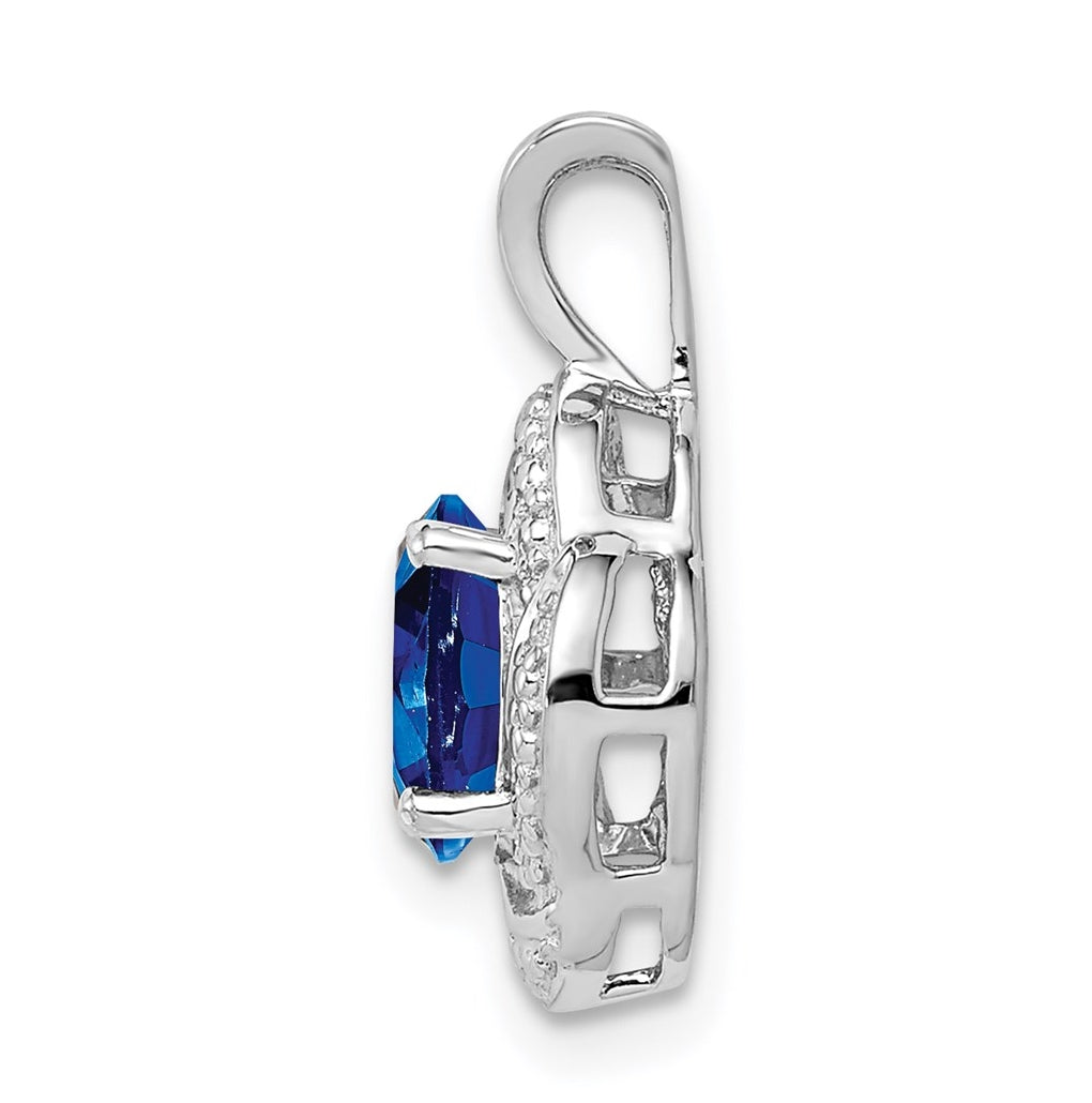 Sterling Silver Rhodium-plated Diamond & Gemstone Pendant – Elegant Jewelry Gift for Birthday, Anniversary, Engagement, Wedding