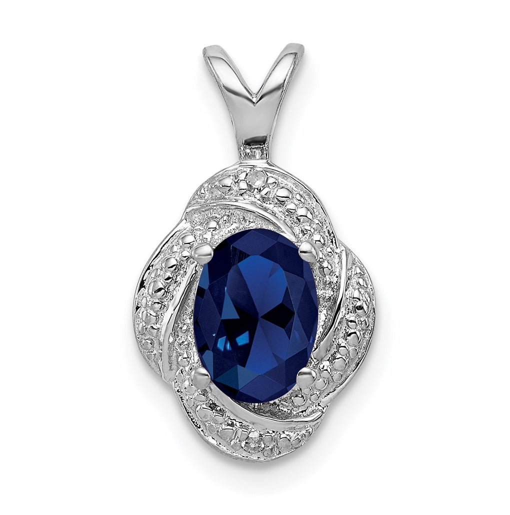 Sterling Silver Rhodium-plated Diamond & Gemstone Pendant – Elegant Jewelry Gift for Birthday, Anniversary, Engagement, Wedding