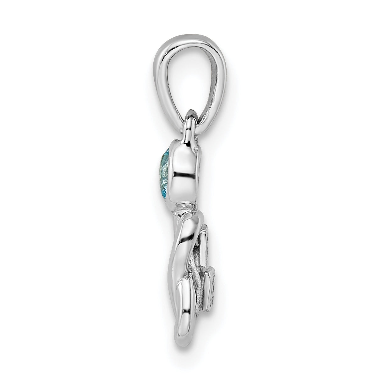 Sterling Silver Rhodium plated Swiss Blue Topaz Infinity Birthstone Pendant