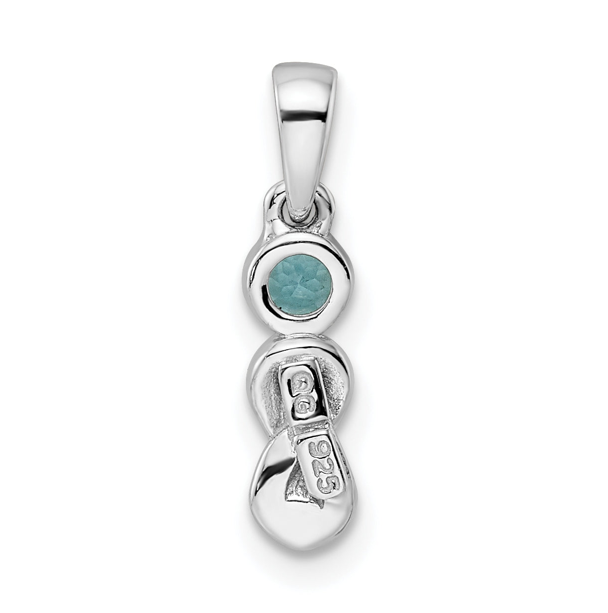 Sterling Silver Rhodium plated Swiss Blue Topaz Infinity Birthstone Pendant