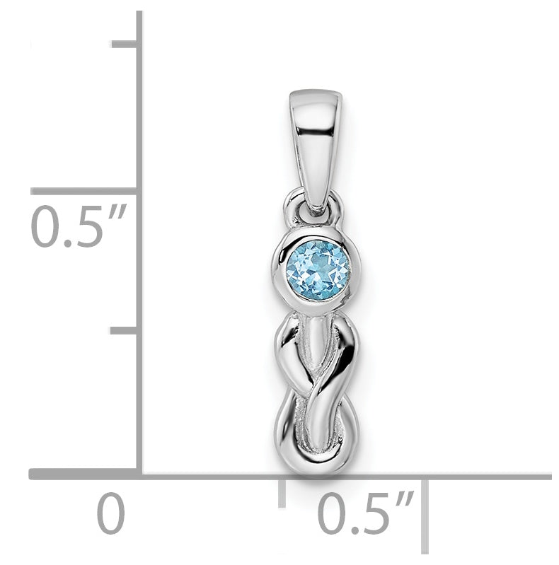 Sterling Silver Rhodium plated Swiss Blue Topaz Infinity Birthstone Pendant