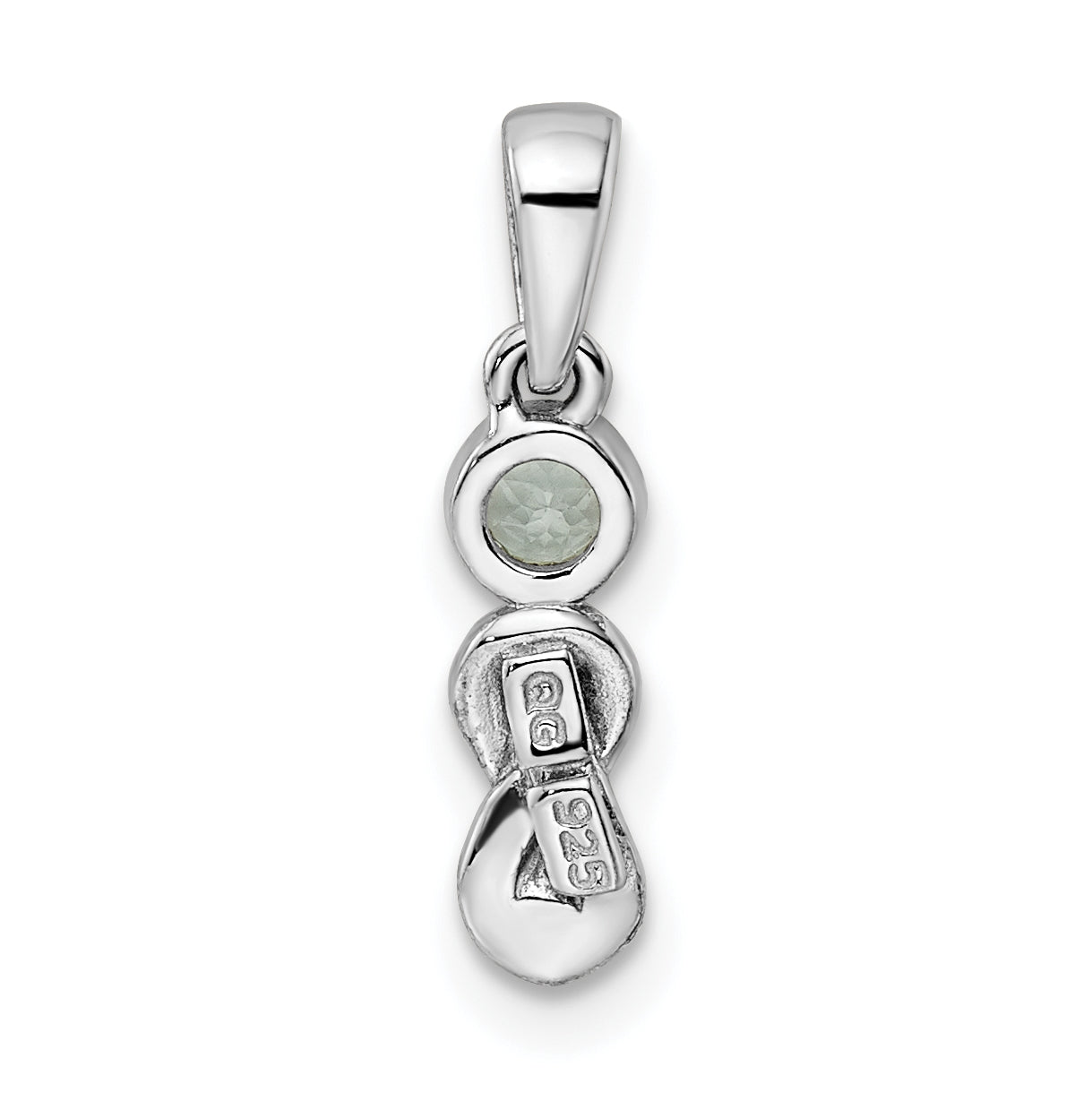 Sterling Silver Rhodium plated Aquamarine Infinity Birthstone Pendant