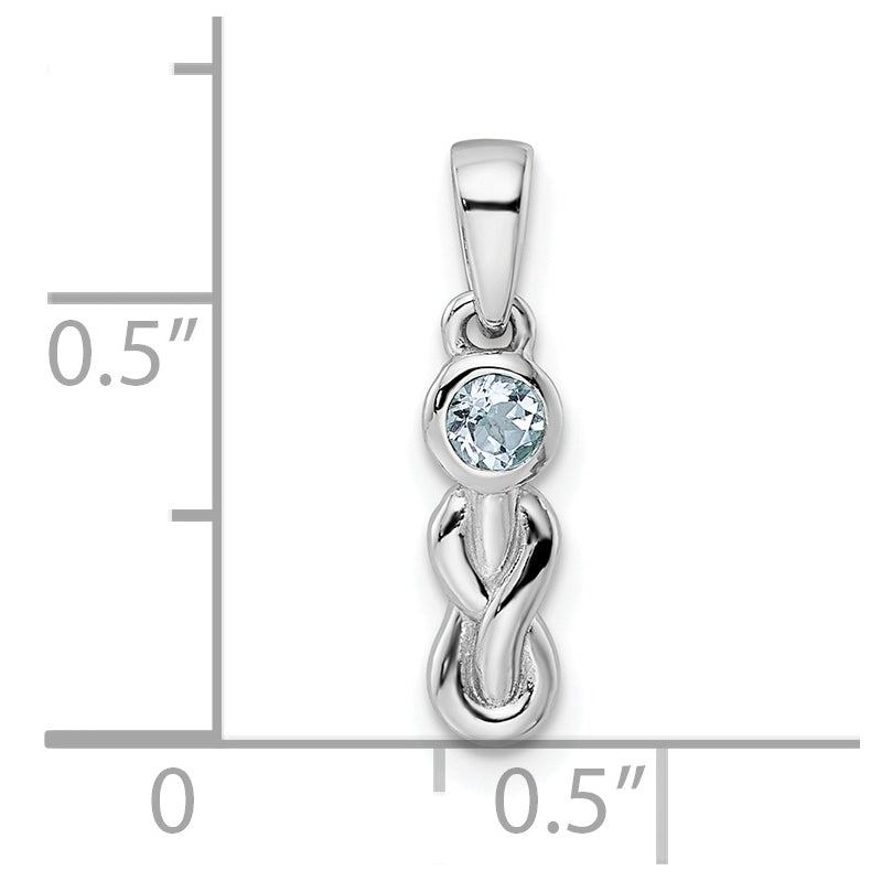 Sterling Silver Rhodium plated Aquamarine Infinity Birthstone Pendant