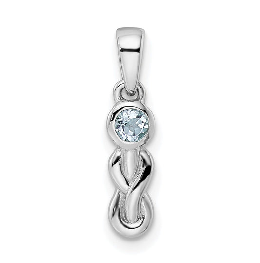 Sterling Silver Rhodium plated Aquamarine Infinity Birthstone Pendant