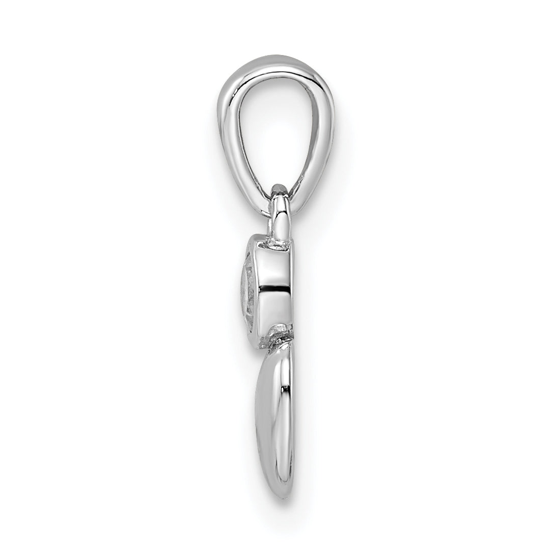 Sterling Silver Rhodium plated Polished White Topaz Heart Pendant