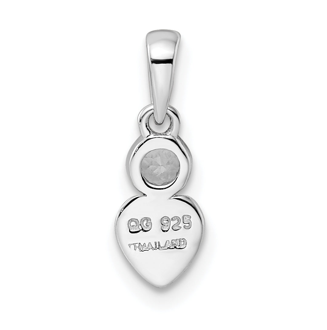 Sterling Silver Rhodium plated Polished White Topaz Heart Pendant