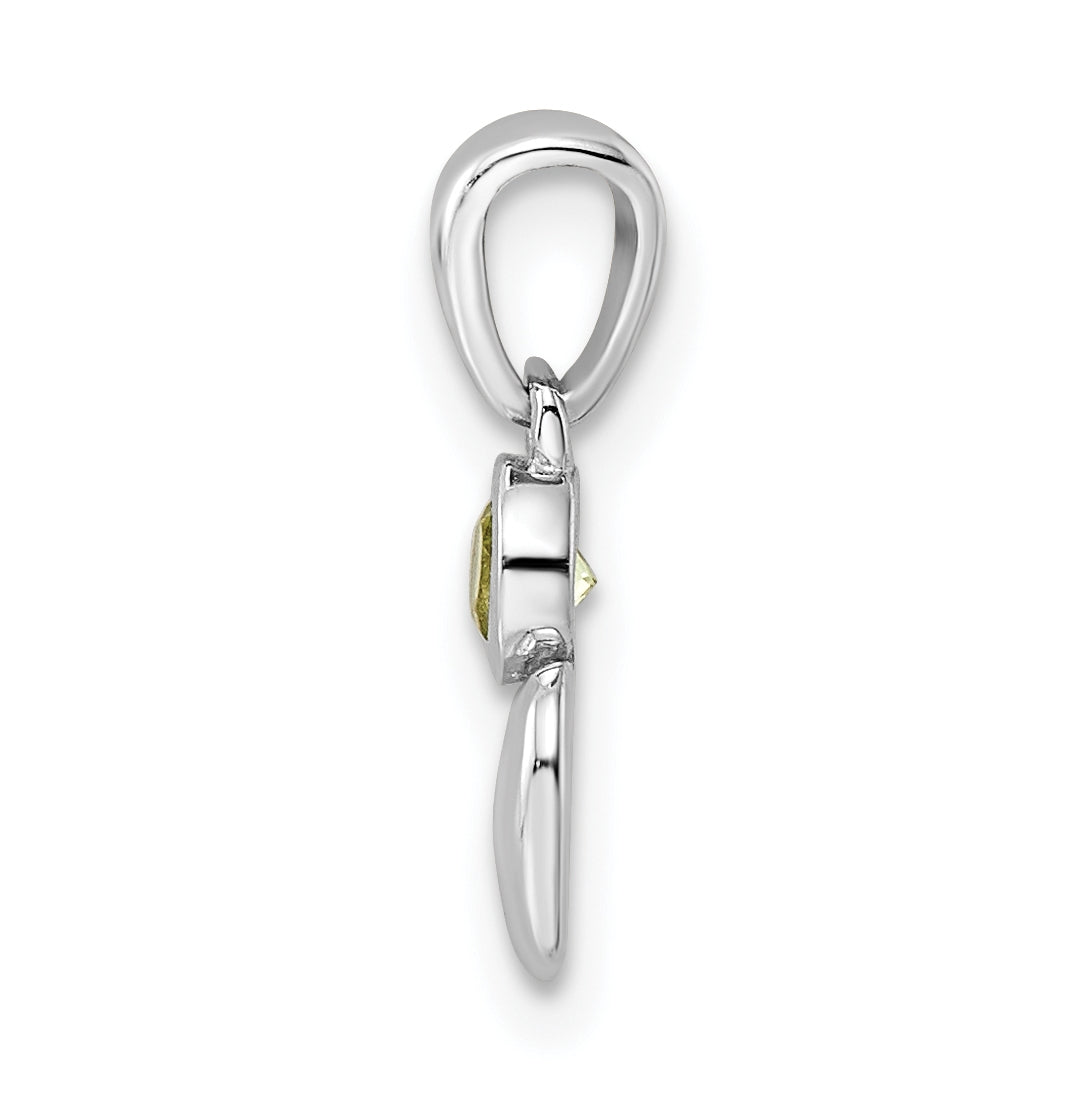 Sterling Silver Rhodium plated Polished Peridot Heart Pendant