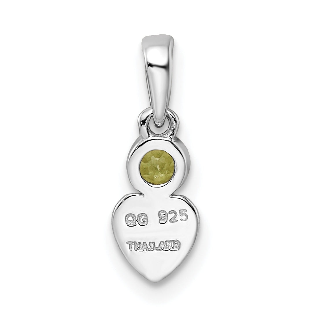 Sterling Silver Rhodium plated Polished Peridot Heart Pendant