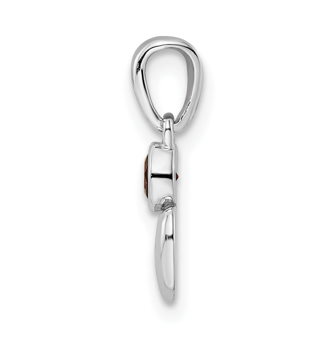 Sterling Silver Rhodium plated Polished Garnet Heart Pendant