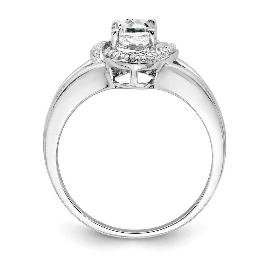 Sterling Silver Rhodium-plated Diamond & Gemstone Ring – Elegant Jewelry Gift for Birthday, Anniversary, Engagement, Wedding