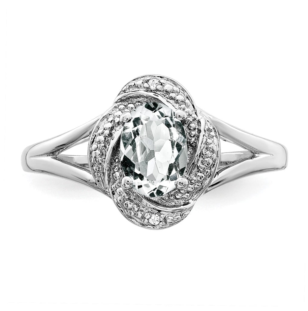 Sterling Silver Rhodium-plated Diamond & Gemstone Ring – Elegant Jewelry Gift for Birthday, Anniversary, Engagement, Wedding