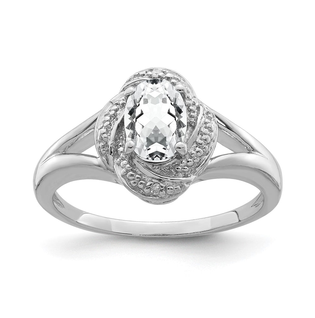 Sterling Silver Rhodium-plated Diamond & Gemstone Ring – Elegant Jewelry Gift for Birthday, Anniversary, Engagement, Wedding