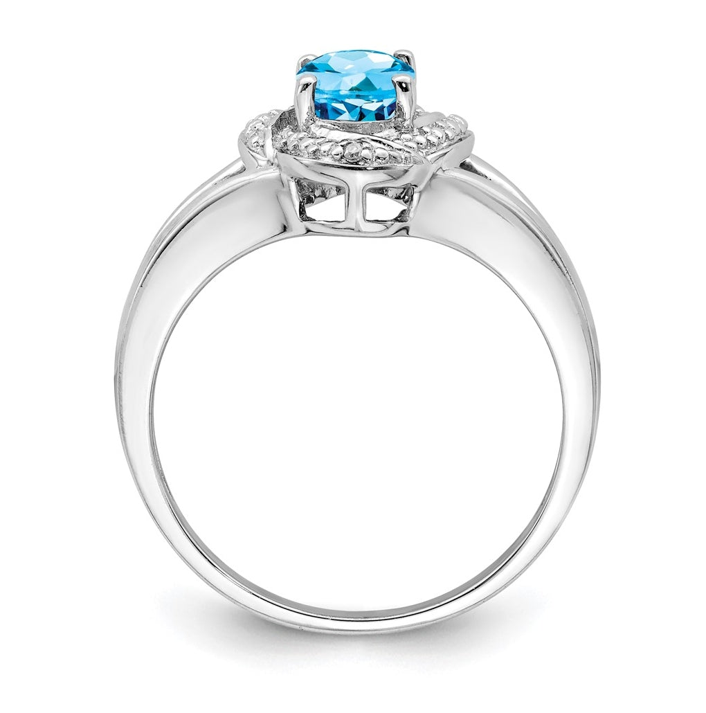Sterling Silver Rhodium-plated Diamond & Gemstone Ring – Elegant Jewelry Gift for Birthday, Anniversary, Engagement, Wedding