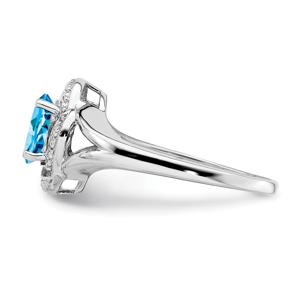 Sterling Silver Rhodium-plated Diamond & Gemstone Ring – Elegant Jewelry Gift for Birthday, Anniversary, Engagement, Wedding