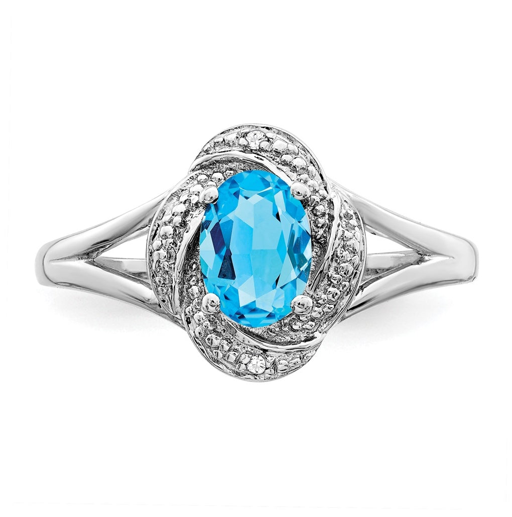 Sterling Silver Rhodium-plated Diamond & Gemstone Ring – Elegant Jewelry Gift for Birthday, Anniversary, Engagement, Wedding