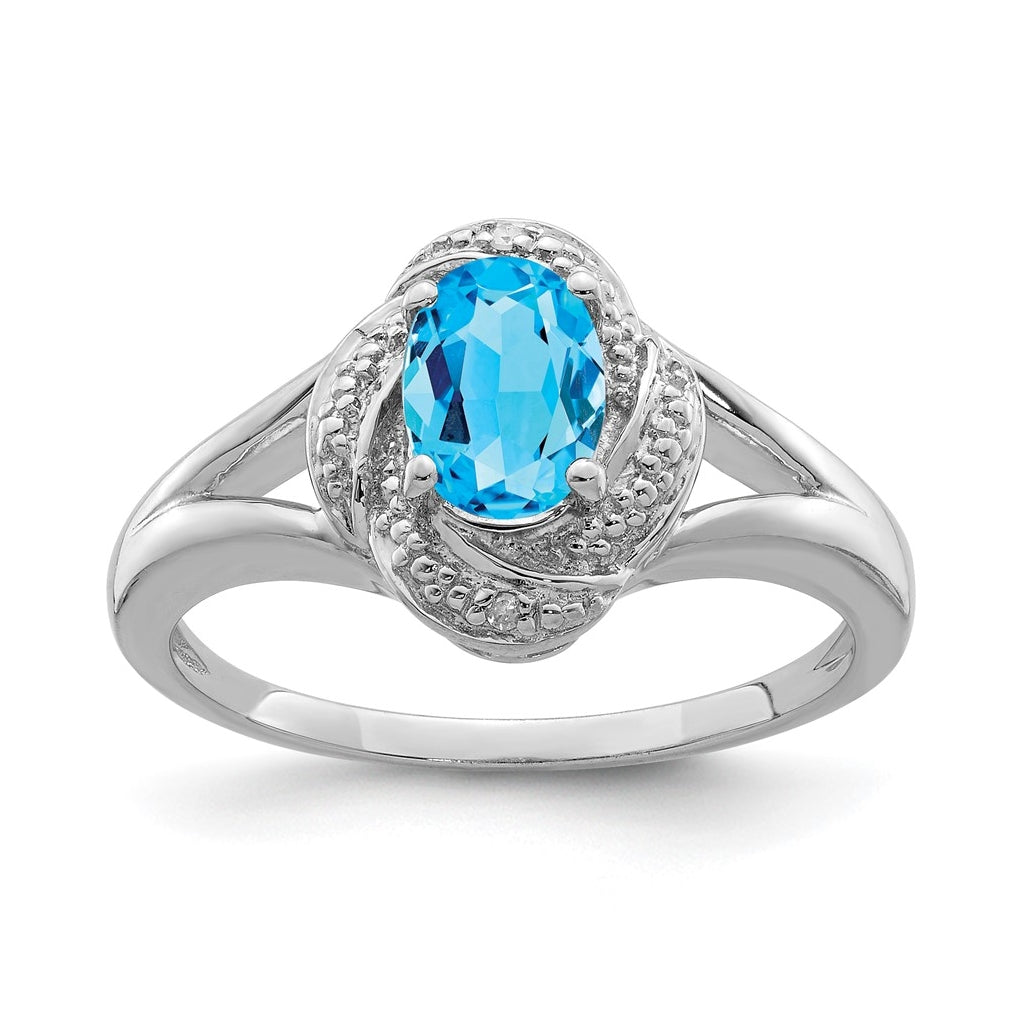 Sterling Silver Rhodium-plated Diamond & Gemstone Ring – Elegant Jewelry Gift for Birthday, Anniversary, Engagement, Wedding