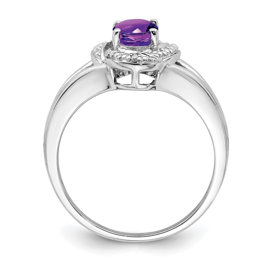 Sterling Silver Rhodium-plated Diamond & Gemstone Ring – Elegant Jewelry Gift for Birthday, Anniversary, Engagement, Wedding