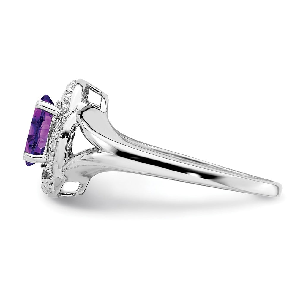 Sterling Silver Rhodium-plated Diamond & Gemstone Ring – Elegant Jewelry Gift for Birthday, Anniversary, Engagement, Wedding
