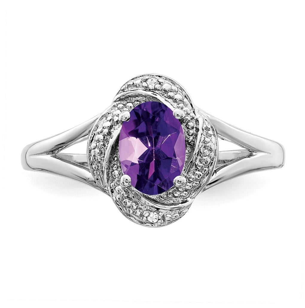 Sterling Silver Rhodium-plated Diamond & Gemstone Ring – Elegant Jewelry Gift for Birthday, Anniversary, Engagement, Wedding