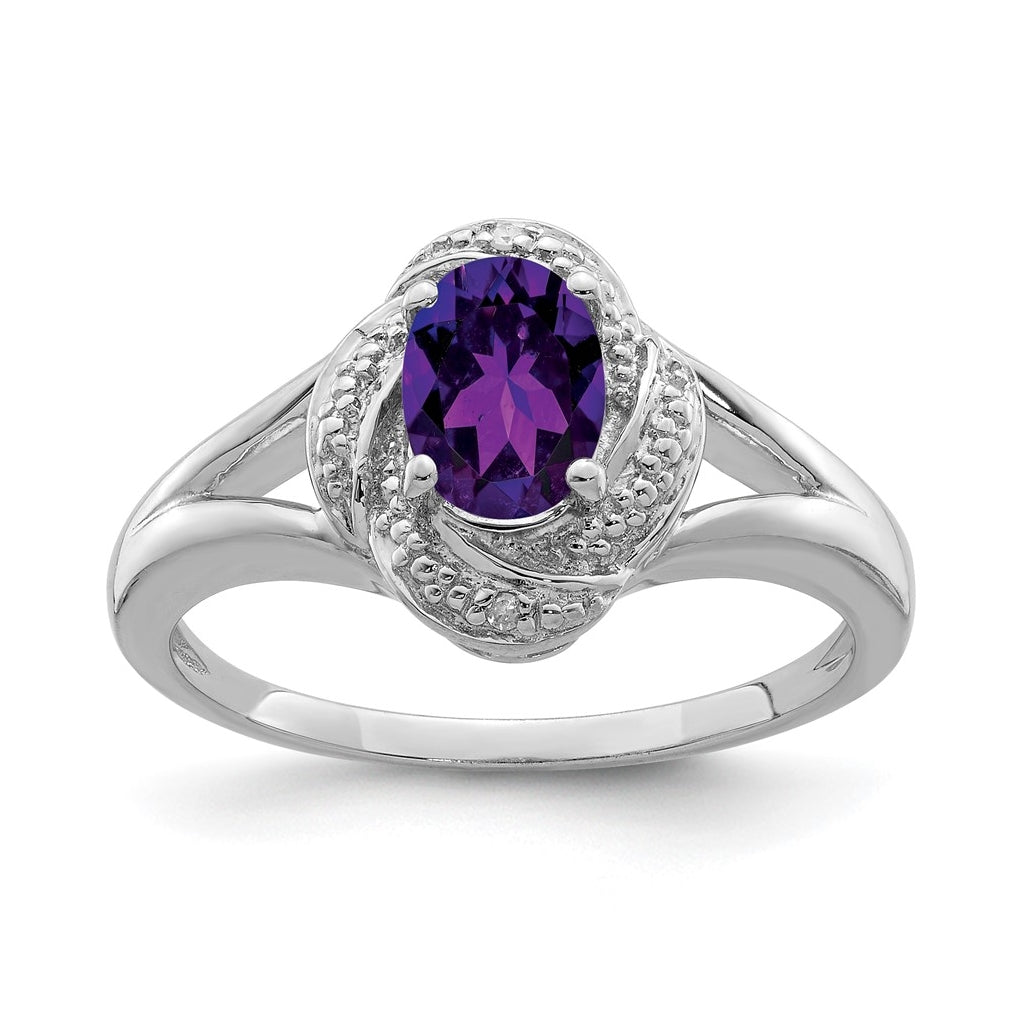 Sterling Silver Rhodium-plated Diamond & Gemstone Ring – Elegant Jewelry Gift for Birthday, Anniversary, Engagement, Wedding