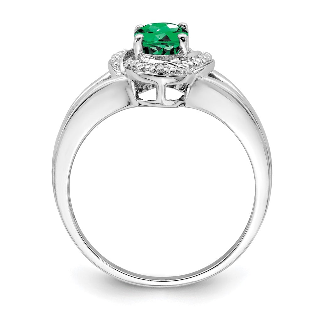 Sterling Silver Rhodium-plated Diamond & Gemstone Ring – Elegant Jewelry Gift for Birthday, Anniversary, Engagement, Wedding