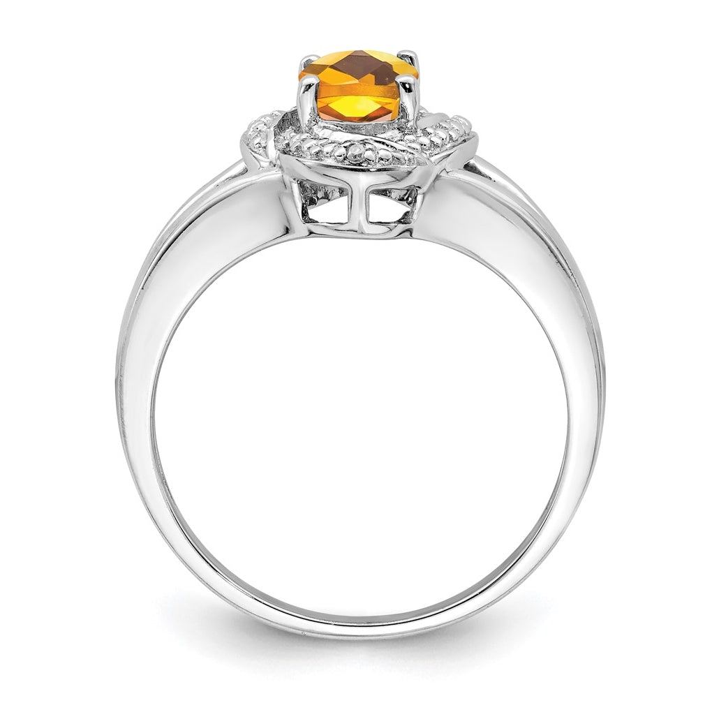Sterling Silver Rhodium-plated Diamond & Gemstone Ring – Elegant Jewelry Gift for Birthday, Anniversary, Engagement, Wedding