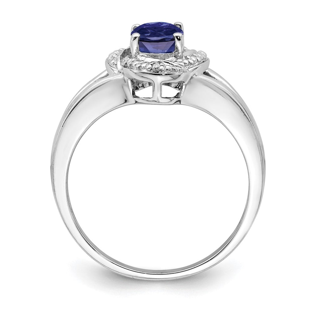 Sterling Silver Rhodium-plated Diamond & Gemstone Ring – Elegant Jewelry Gift for Birthday, Anniversary, Engagement, Wedding