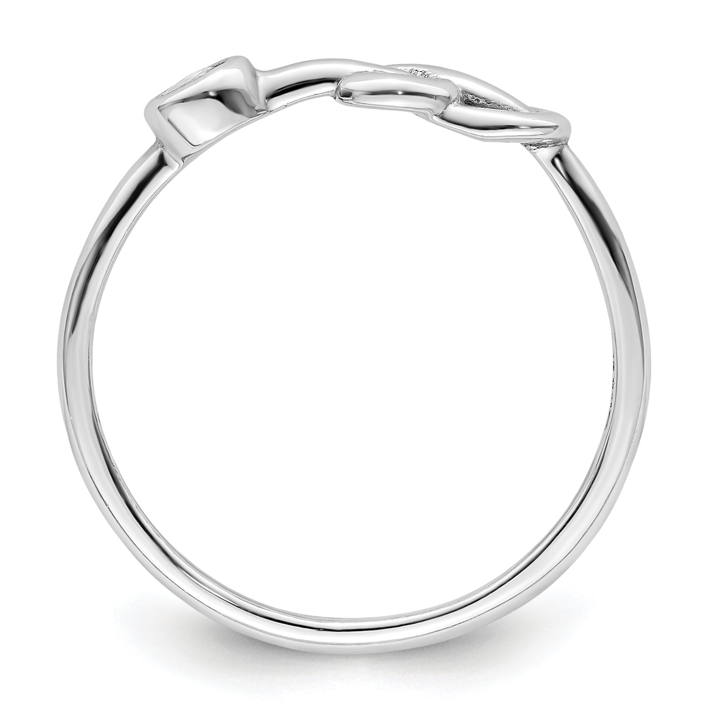 Sterling Silver Rhodium plated Polished Infinity White Topaz Ring, Size 8