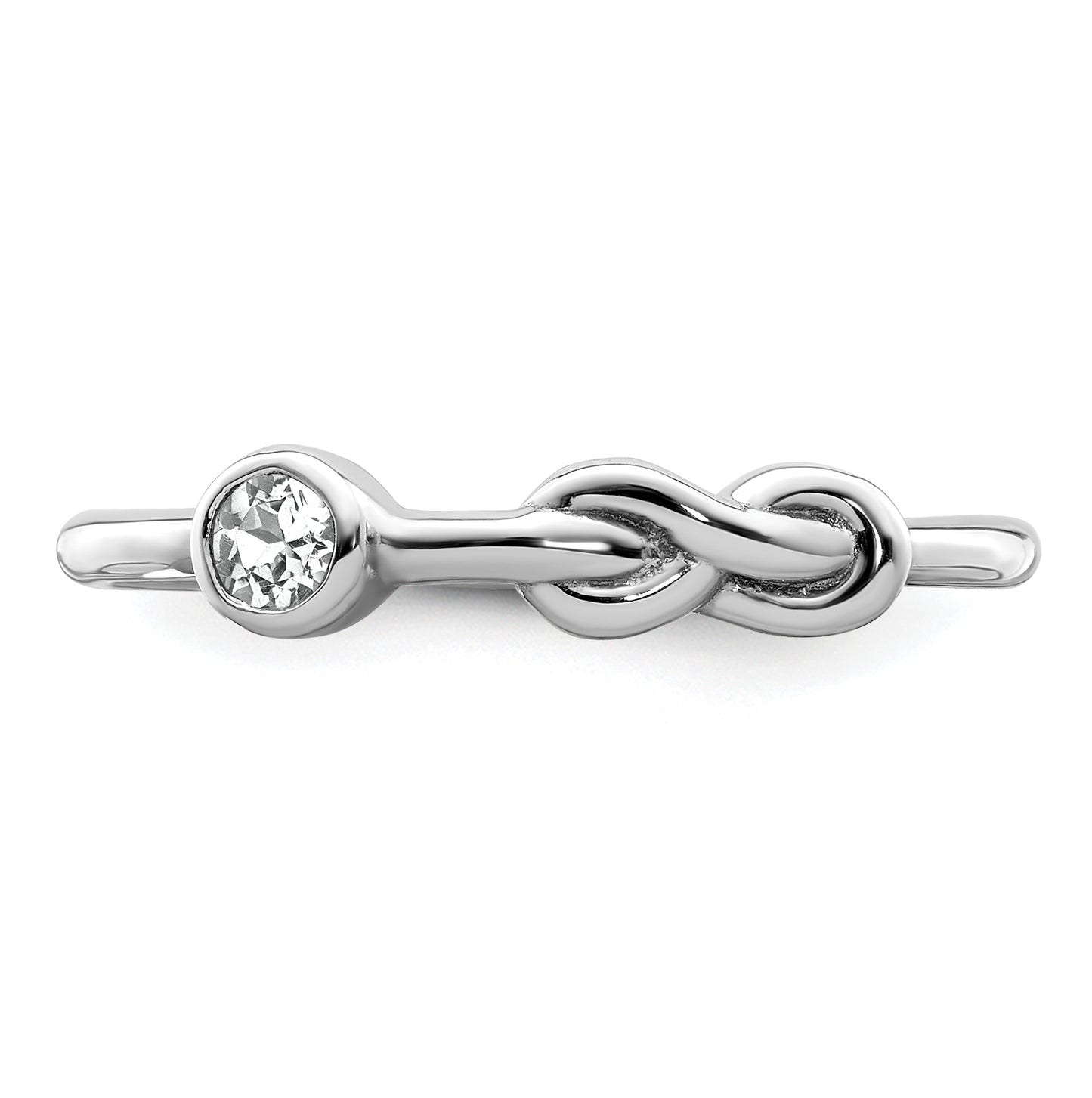 Sterling Silver Rhodium plated Polished Infinity White Topaz Ring, Size 8