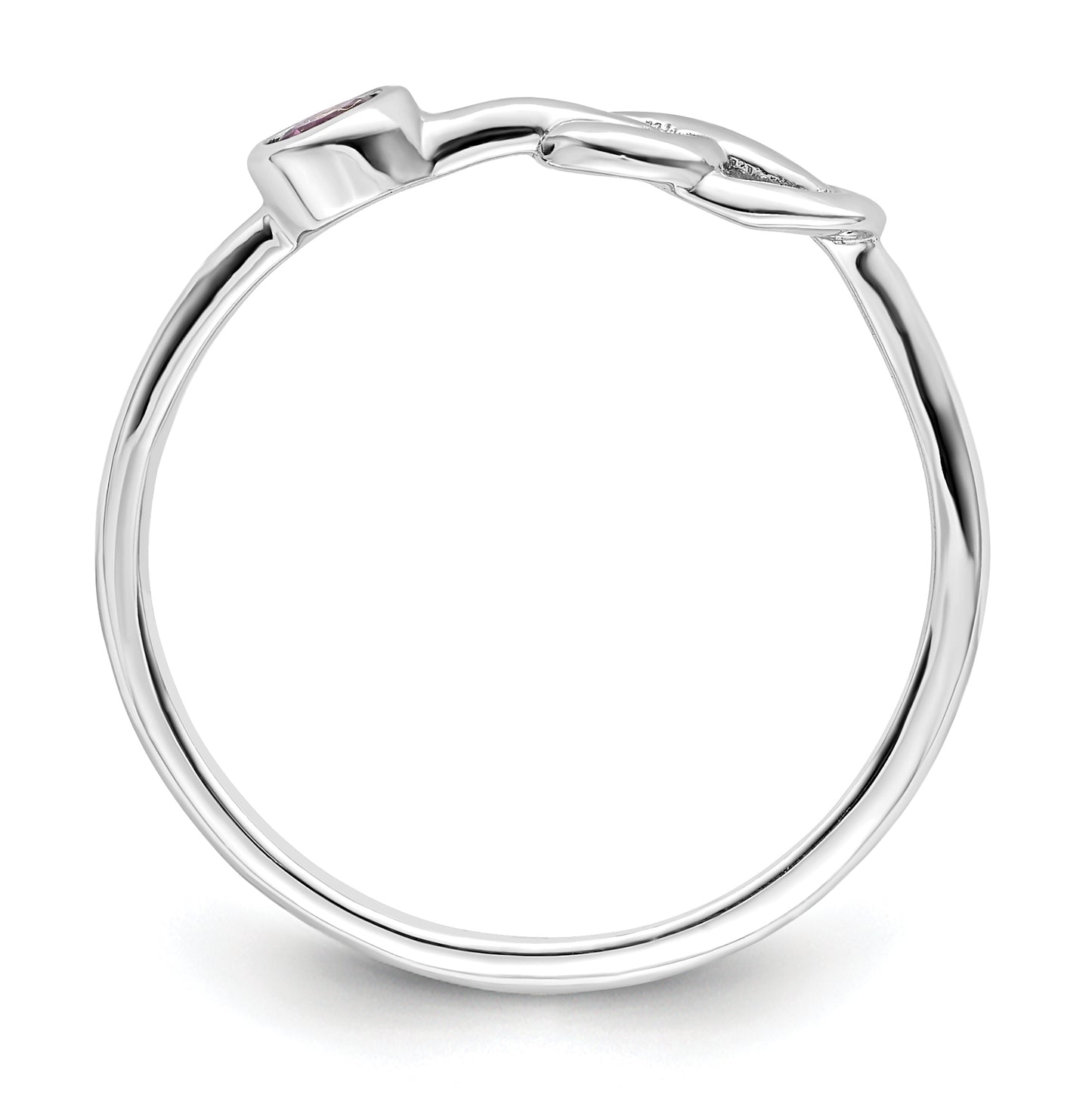 Sterling Silver RH-plated Polished Circle Rhodolite Garnet Infinity Ring, Size 7