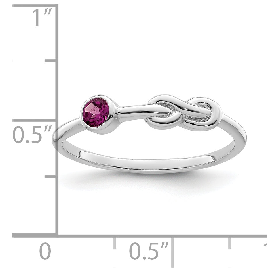 Sterling Silver RH-plated Polished Circle Rhodolite Garnet Infinity Ring, Size 7